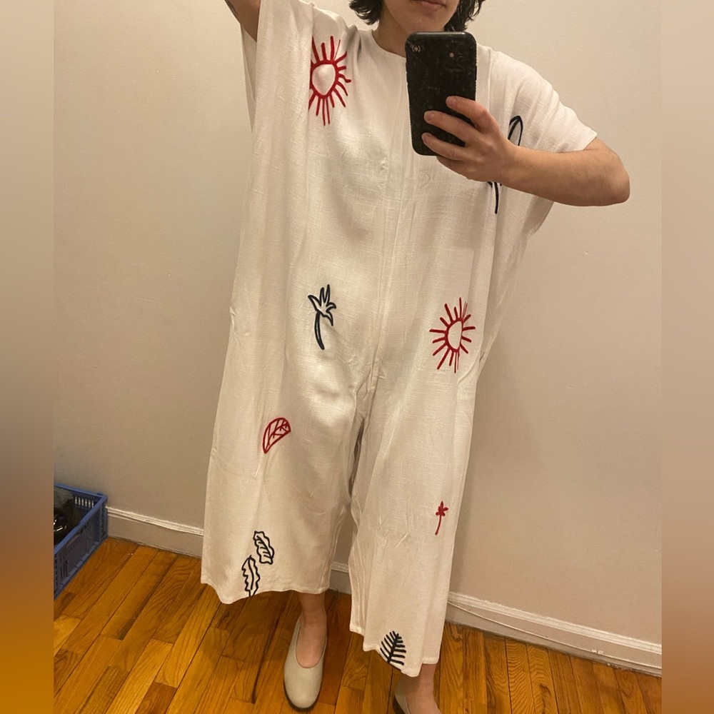 L.F. Markey Tuesday Jumpsuit with Red and Navy Embroidery - Picture 5 of 6